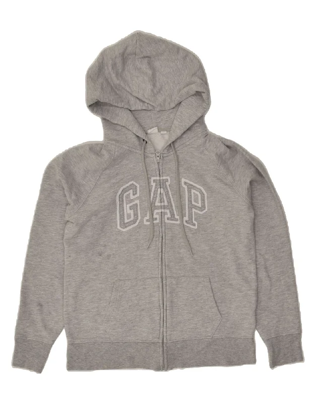 GAP Womens Graphic Zip Hoodie Sweater Medium Grey Cotton