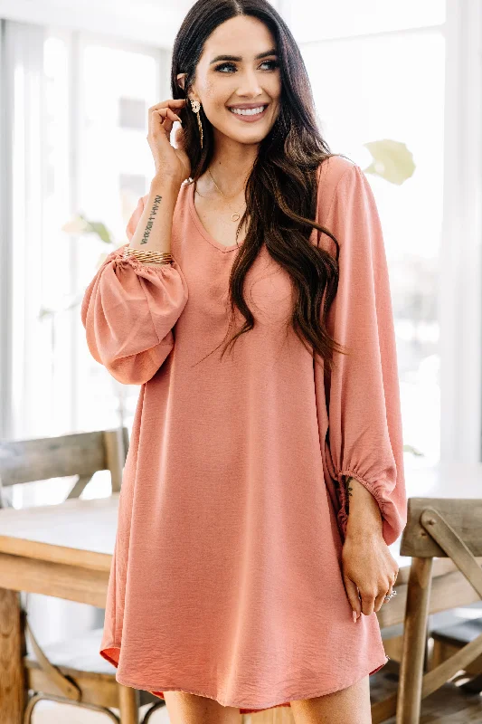 Loud And Clear Mauve Pink Bubble Sleeve Dress