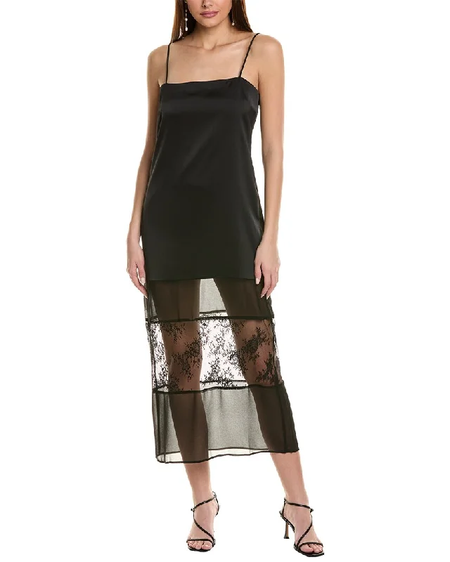 WAYF Mixed Media Slip Dress