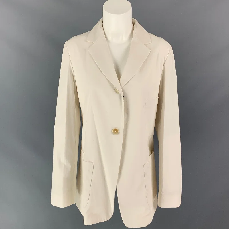 JIL SANDER Size 4 Cream Cotton Notch Lapel Jacket