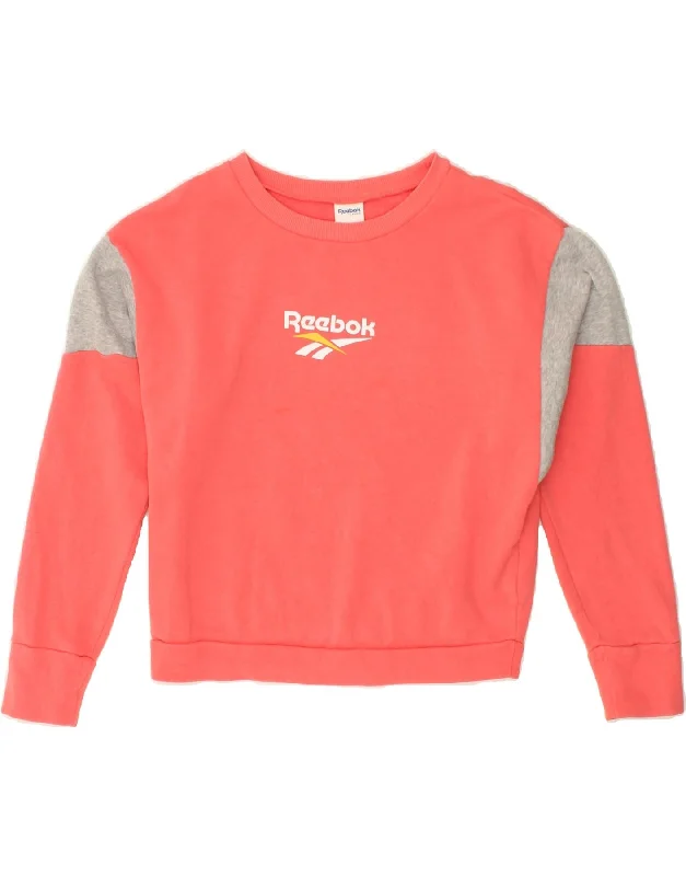 REEBOK Womens Loose Fit Graphic Sweatshirt Jumper UK 12/14 Medium Pink