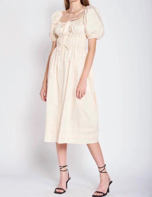 Sveta Puff Sleeve Dress In Cream