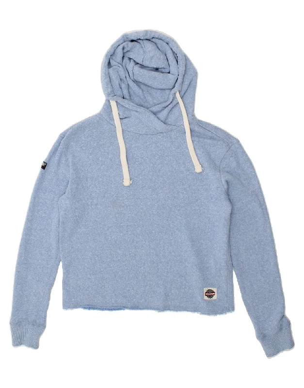 SUPERDRY Womens Hoodie Jumper UK 10 Small Blue Cotton