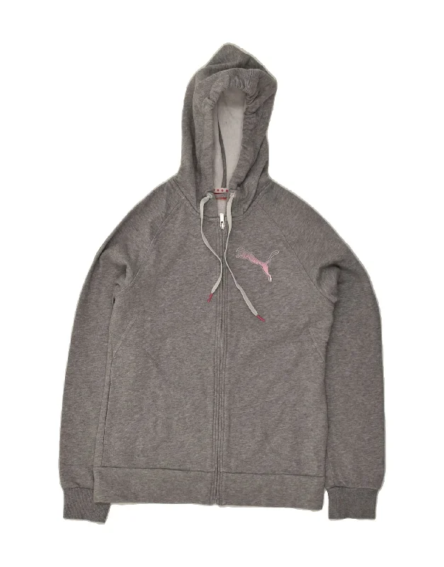 PUMA Womens Zip Hoodie Sweater UK 10 Small Grey