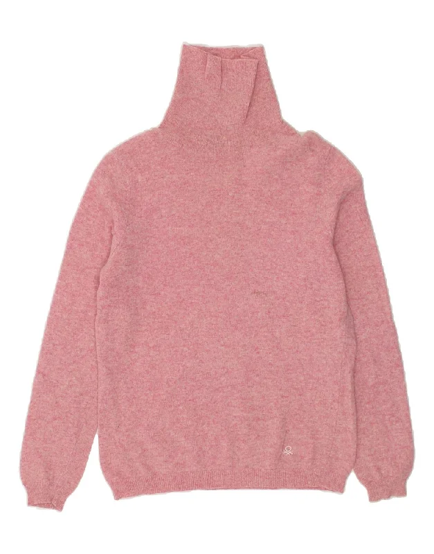 BENETTON Womens Roll Neck Jumper Sweater UK 10 Small Pink