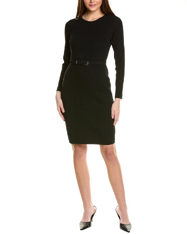 St. John Mixed Rib Sheath Dress