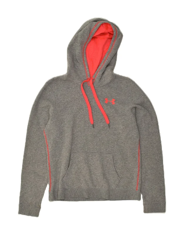 UNDER ARMOUR Womens Hoodie Jumper UK 10 Small Grey Cotton