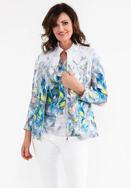 Dolcezza Paint Stroke Print Jacket, Silver Multi