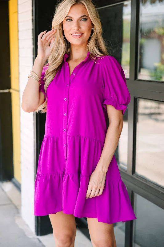 Trust You Purple Ruffled Dress