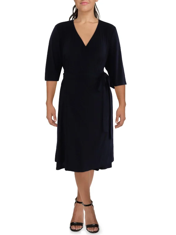 Plus Womens Wrap Evening Wear Wrap Dress