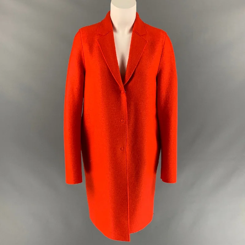 HARRIS WHARF LONDON Size 6 Orange Textured Wool Coat