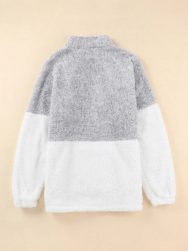 Grey and White Fuzzy Pullover