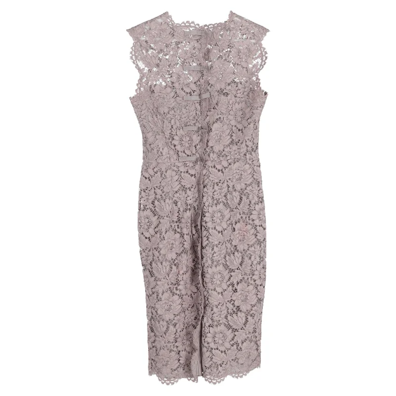 Valentino Lace Knee Length Dress in Grey Cotton