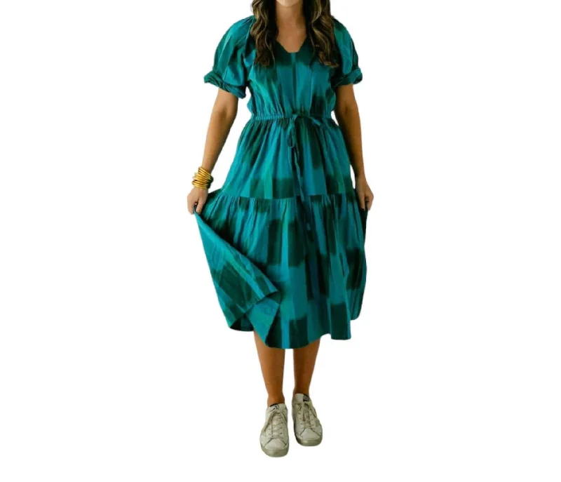 Wyfr St. Barth's Midi Dress In Turquoise Ikat