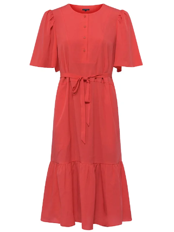 Courtney Crepe Tiered Dress - Hibiscus