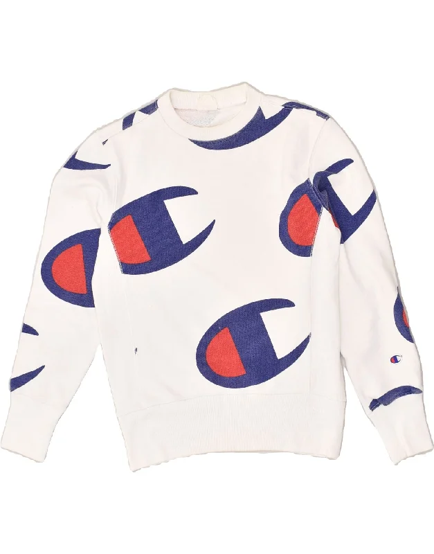 CHAMPION Womens Loose Fit Graphic Sweatshirt Jumper UK 6 XS White