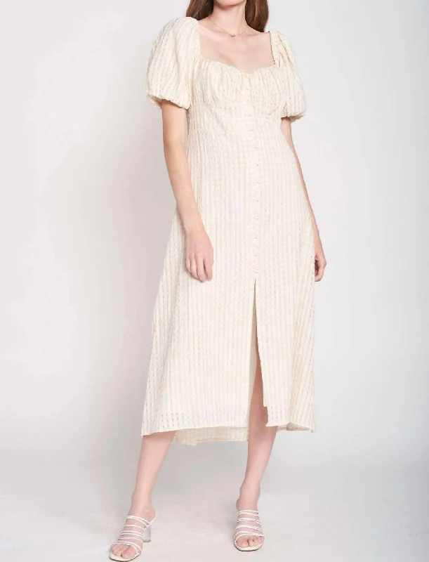 Cecilia Puff Sleeve Dress In Cream