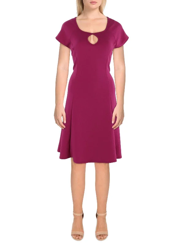 Womens Keyhole Knee Length Midi Dress