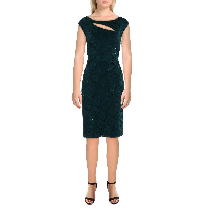 Womens Lace Knee-Length Sheath Dress