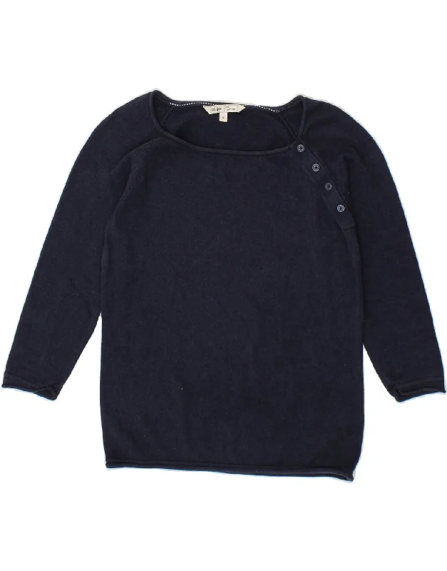 FAT FACE Womens 3/4 Sleeve Boat Neck Jumper Sweater UK 8 Small Navy Blue