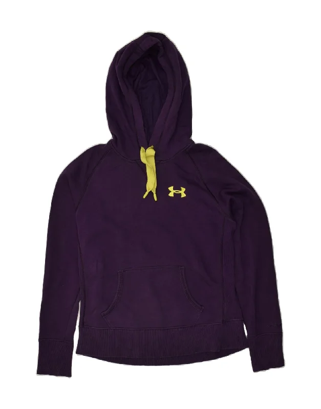 UNDER ARMOUR Womens Hoodie Jumper UK 10 Small Purple Cotton