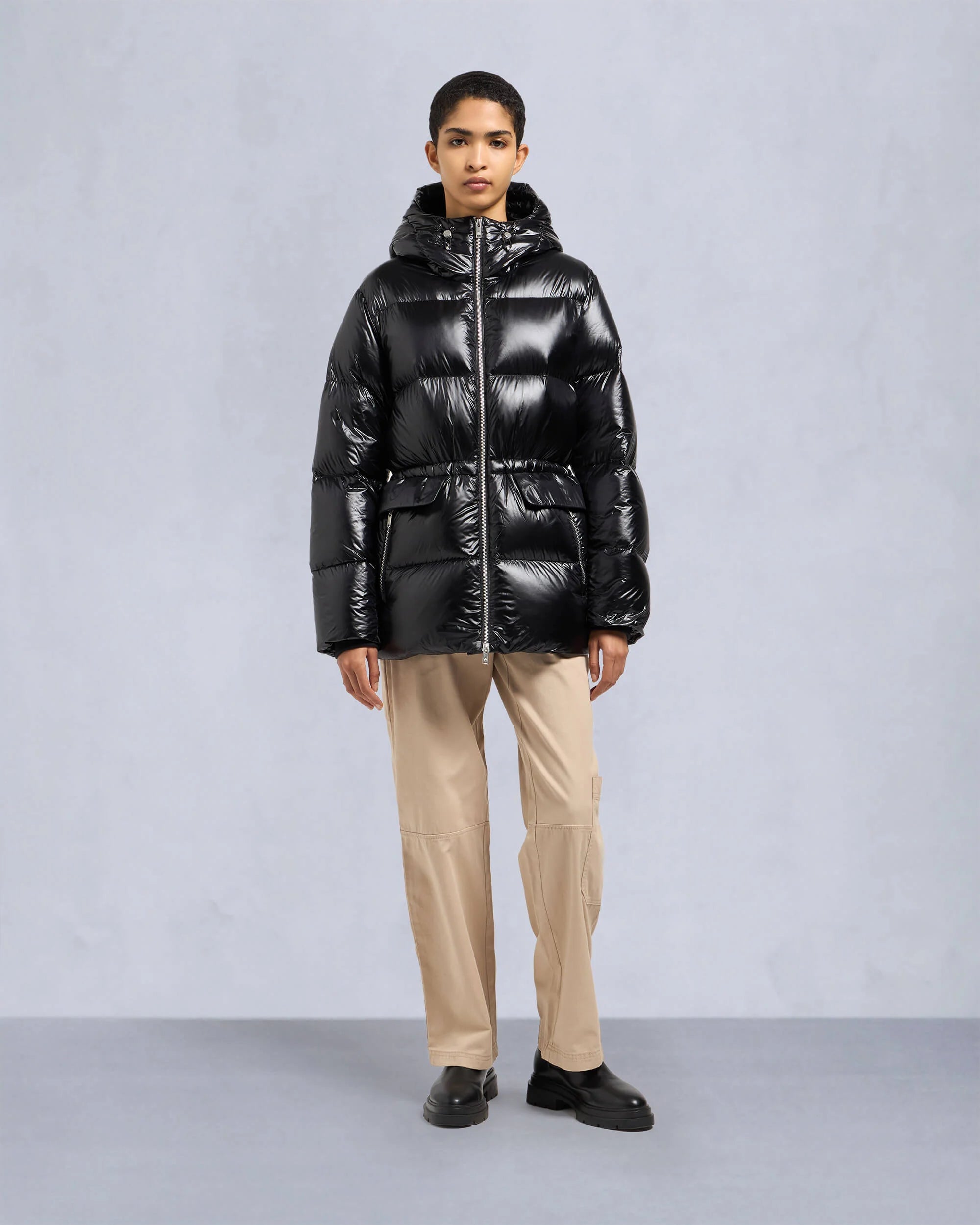 Whitney Shiny Black 3Q Puffer Coat