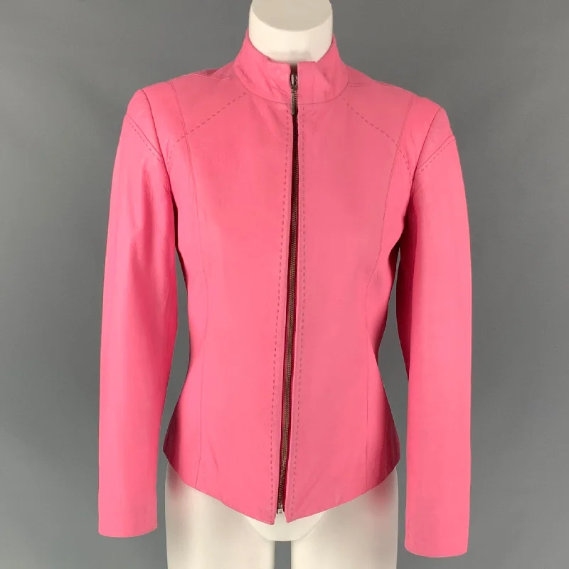 Vintage VERSUS by GIANNI VERSACE Size 4 Pink Leather Jacket