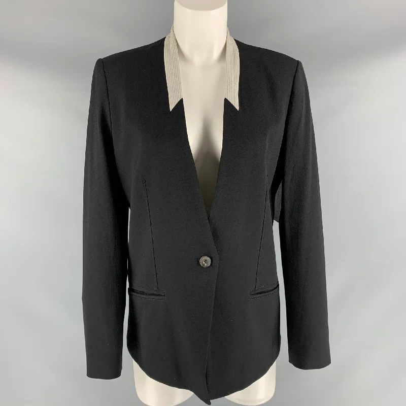 HELMUT LANG Size L Black Viscose Blend Solid Jacket (Indoor) / Blazer