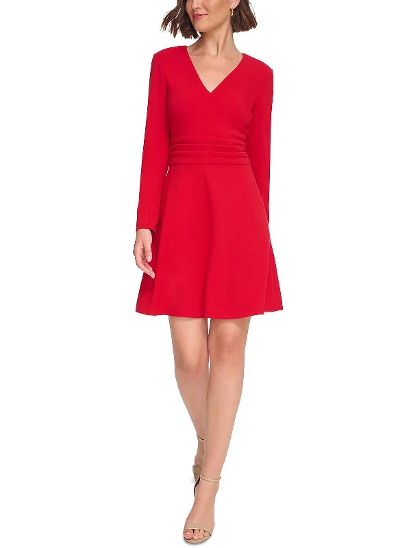 Petites Womens Fit & Flare Mini Fit & Flare Dress