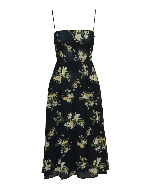 Reformation Kourtney Floral Printed Dress in Multicolor Viscose