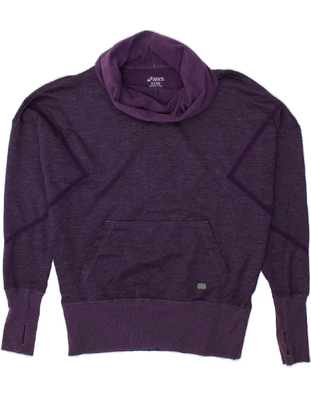 ASICS Womens Loose Fit Roll Neck Sweatshirt Jumper UK 14 Medium Purple