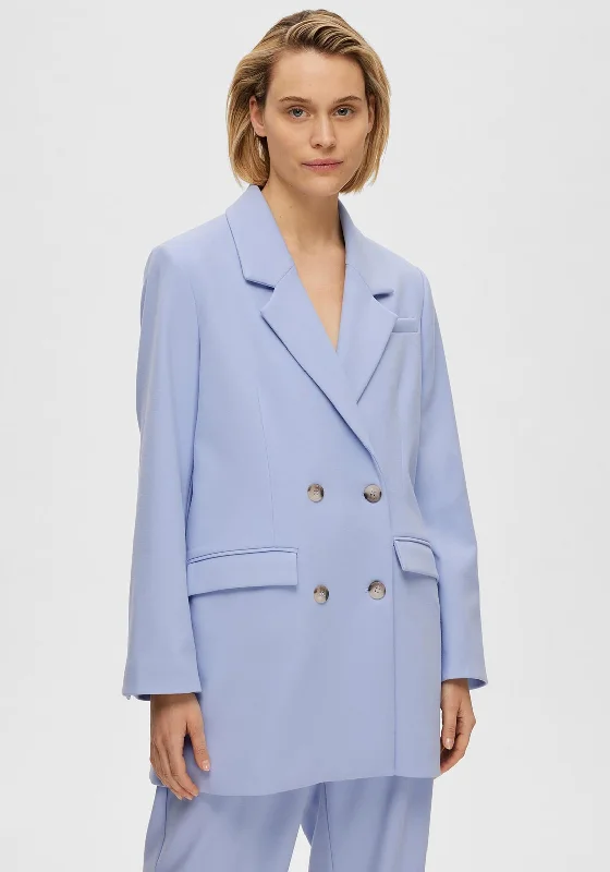 Selected Femme Myla Relaxed Blazer, Blue Heron