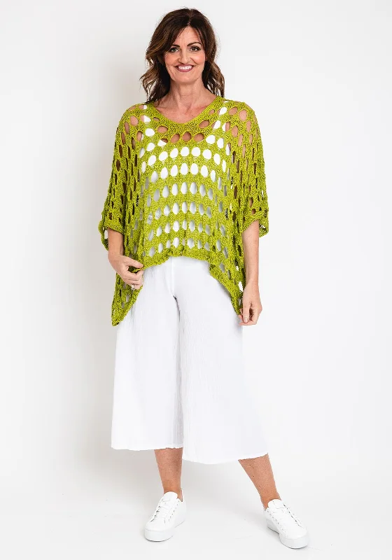 The Serafina Collection One Size Crochet Cape, Olive Green