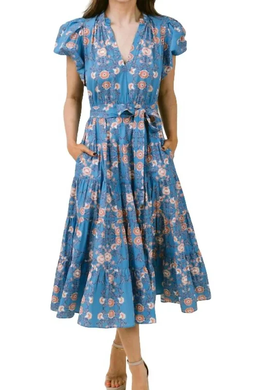 Daphne Dress In Indigo Floral