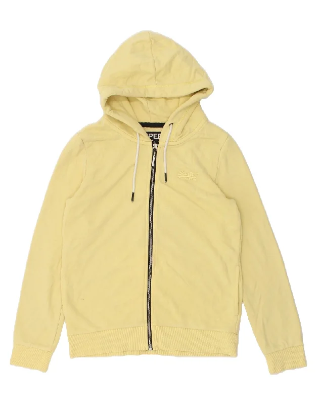 SUPERDRY Womens Zip Hoodie Sweater UK  8 Small Yellow