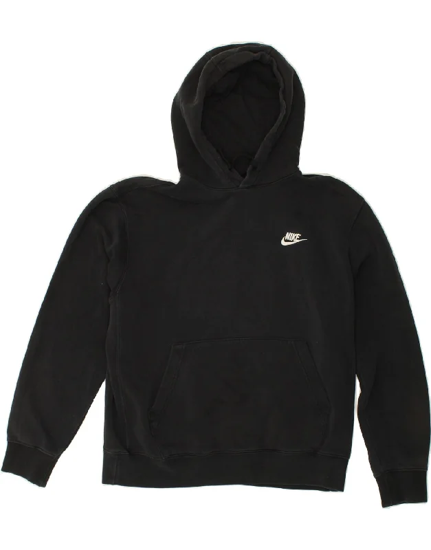 NIKE Womens Loose Fit Hoodie Jumper UK 14 Medium Black Cotton