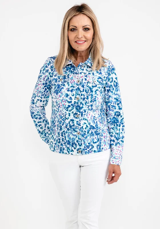 Robell Happy Leopard Print Jacket, Blue Multi