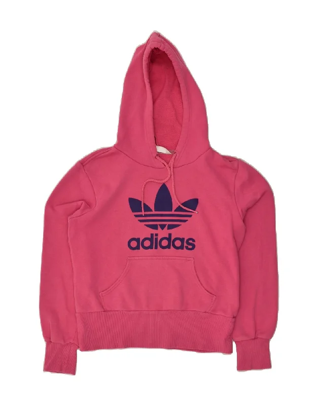 ADIDAS Womens Graphic Hoodie Jumper EU 38 Medium Pink Cotton