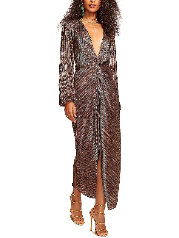 Sutton Womens Metallic Long Evening Dress