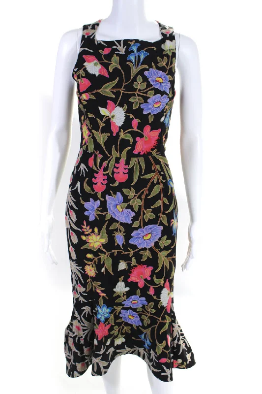 Peter Pilotto Womens Kia Floral Frill Dress Multicolored