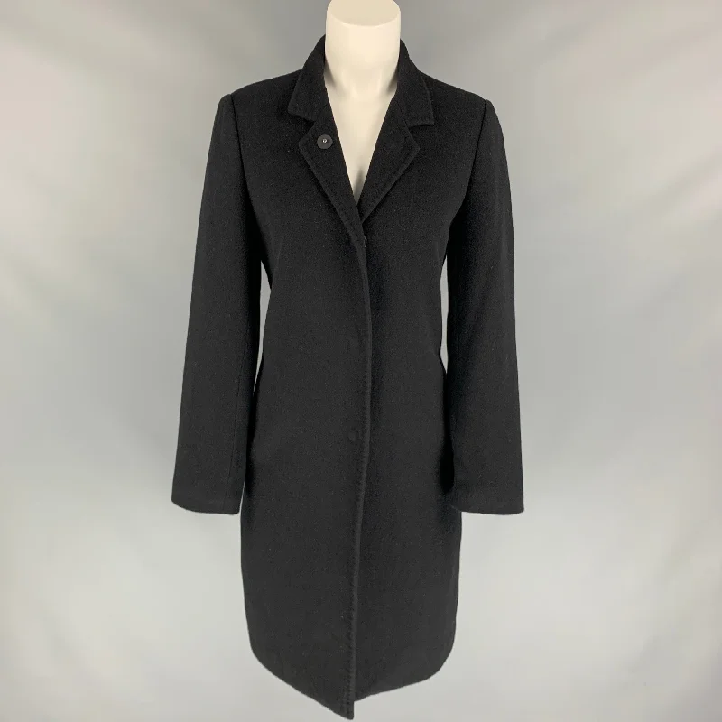 LAN JAENICKE Size 2 Black Cashmere Hidden Button Coat