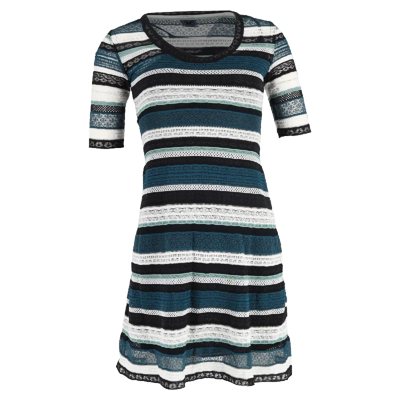 M Missoni Mini Lace Detail Short Sleeve Dress in Multicolor Viscose