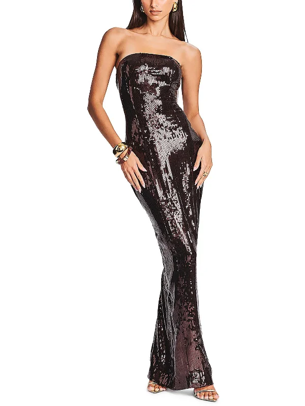 Ember Womens Strapless Long Evening Dress