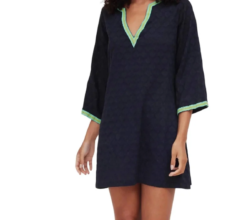 Giovanna Jacquard Bell Sleeve Cover Up Dress In Black