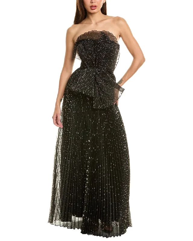 Alberta Ferretti Accordion Pleated Gown