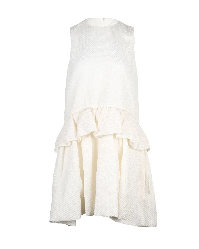 Victoria Victoria Beckham Cloqué Dress in White Silk