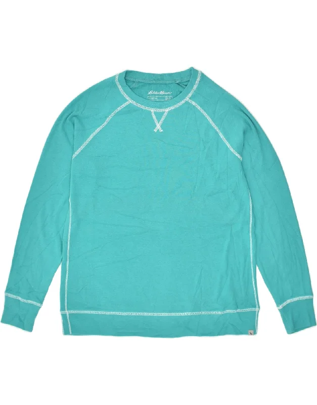 EDDIE BAUER Womens Sweatshirt Jumper UK 16 Large Turquoise Cotton