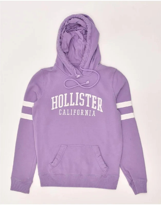 HOLLISTER Womens California Loose Fit Graphic Hoodie Jumper UK 6 XS Purple