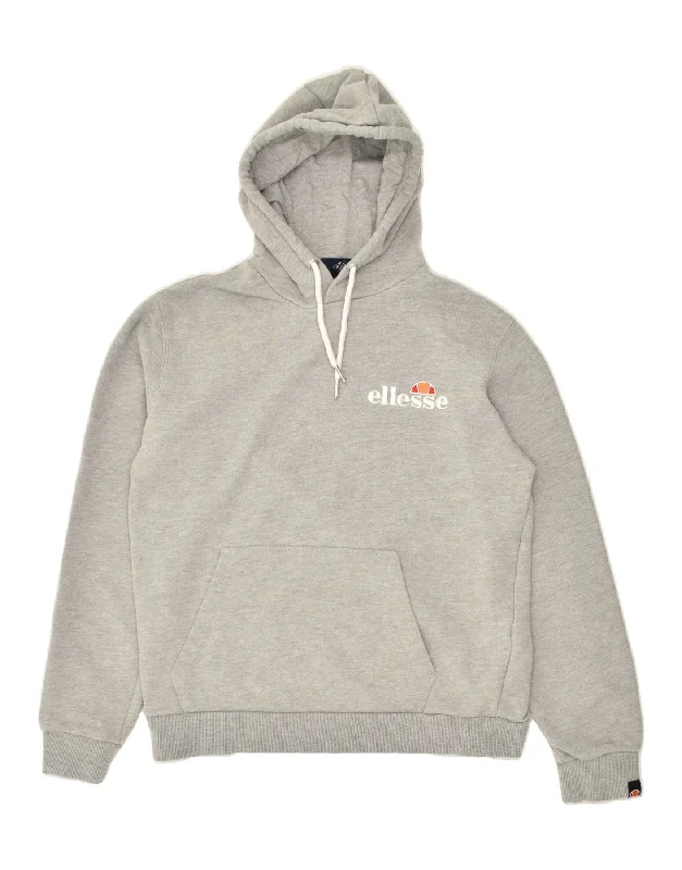 ELLESSE Womens Hoodie Jumper UK 12 Medium  Grey Cotton