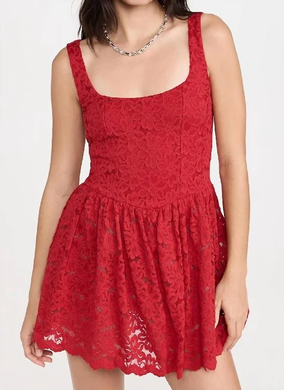 Ricci Skort Dress In Radiant Red Lace